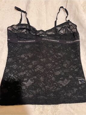 Dolce & Gabbana Black Lace Camisole with Logo Band